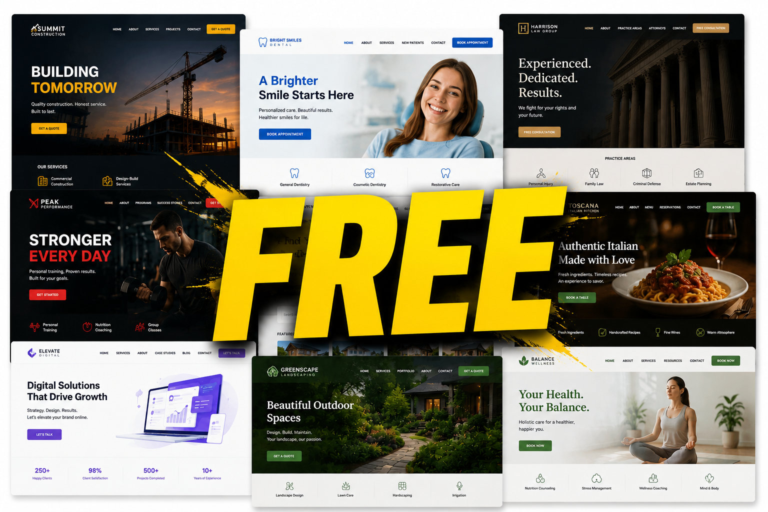 Professional website examples with the word free